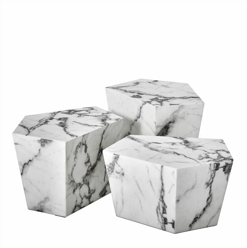 Prudential White Faux Marble Coffee Table – Set Of 3 Furniture