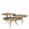 Quercus Brass Coffee Table – Set Of 3 Coffee Tables