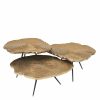 Quercus Brass Coffee Table – Set Of 3 Coffee Tables