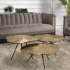 Quercus Brass Coffee Table – Set Of 3 Coffee Tables