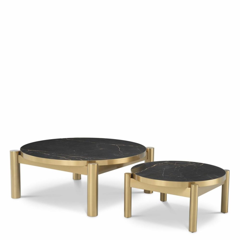 Quest Brushed Brass Coffee Table – Set Of 2 Coffee Tables