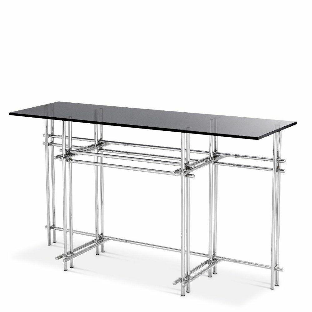 Quinn Stainless Steel & Smoked Mirror Console Table Console Tables