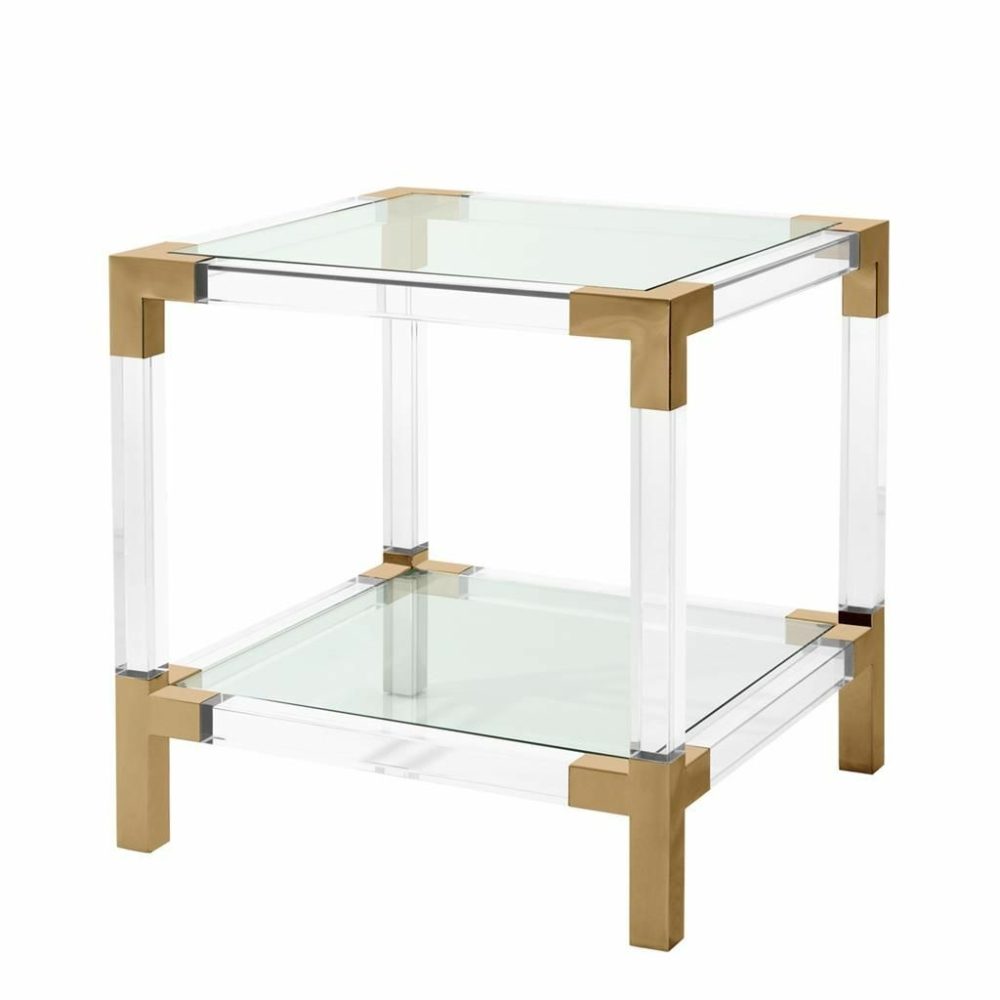 Royalton Acrylic & Brass Side Table Furniture