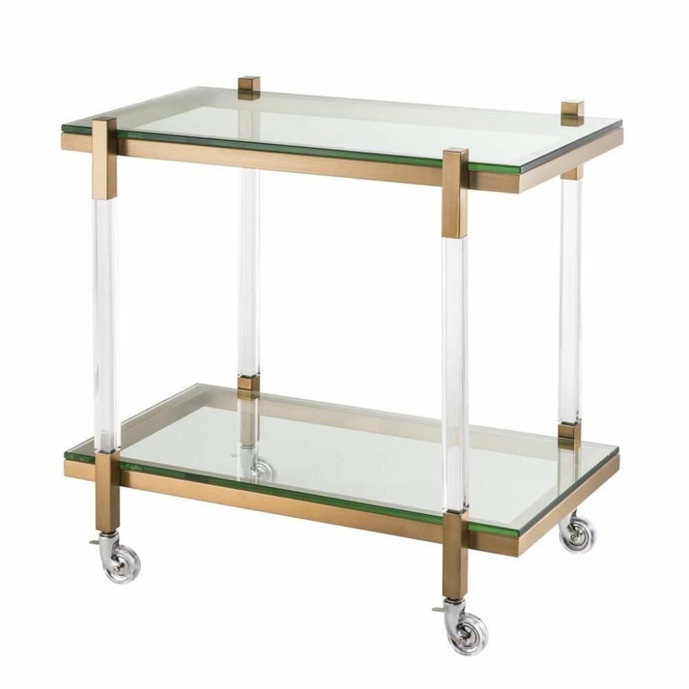 Royalton Acrylic & Brushed Brass Trolley Bar Carts