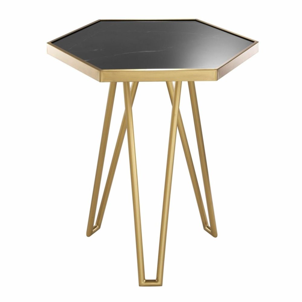 Samson Brushed Brass & Honed Black Marble Side Table Furniture