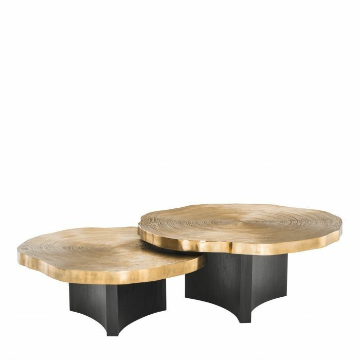 Thousand Oaks Brass & Black Coffee Table – Set Of 2 Coffee Tables