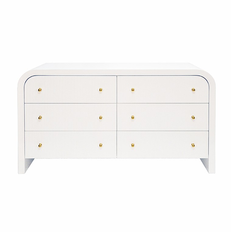 Valentina White Lacquer Waterfall Chest Casegoods