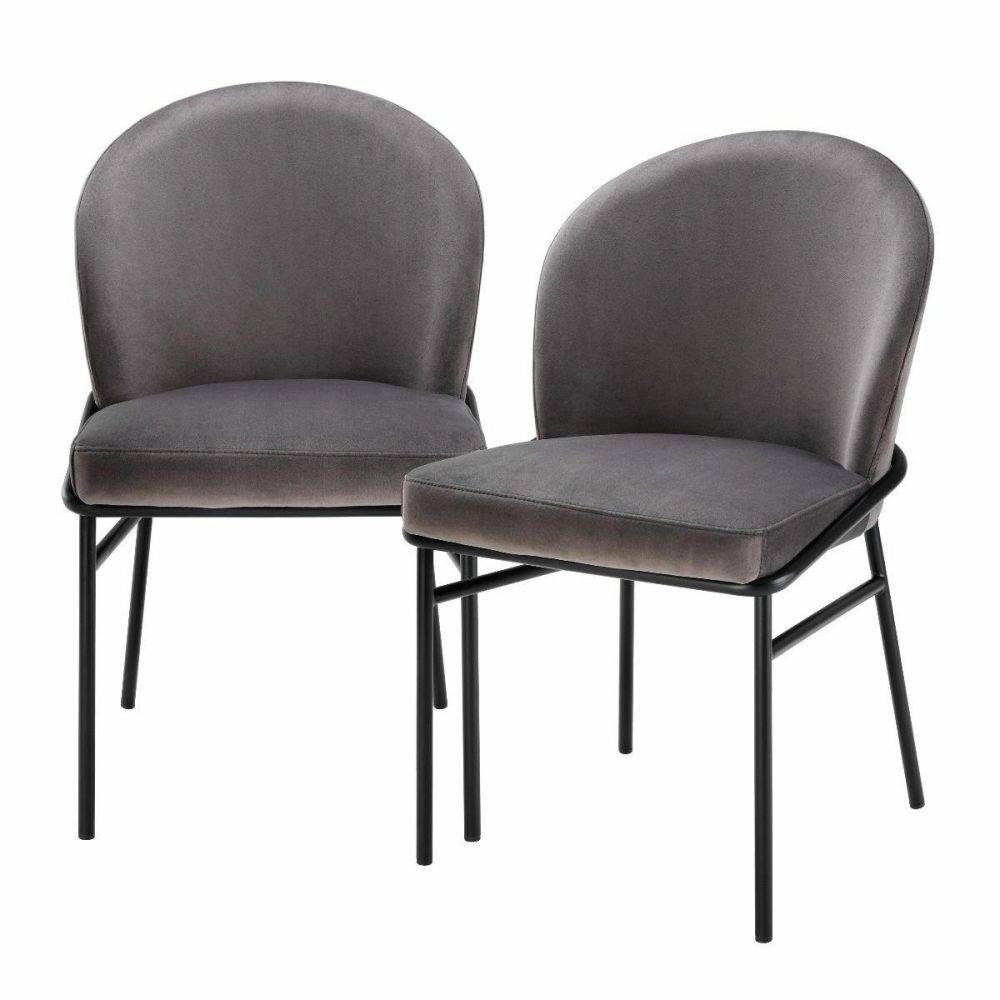 Willis Savona Grey Velvet Dining Chair – Set Of 2 Furniture