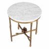 Pigna White Marble & Vintage Brass Side Table Furniture